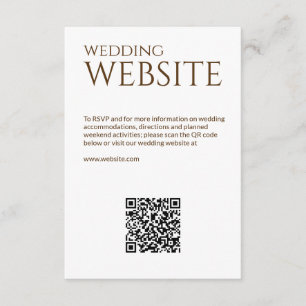 Elegante Moderne Wildflower Wit & Bronzen Bruiloft Informatiekaartje