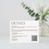 Elegante Moderne Wildflower Wit & Bronzen Bruiloft Informatiekaartje (Staand voorkant)