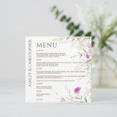 Elegante Moderne Wildflower Wit & Bronzen Bruiloft Menu (Staand voorkant)