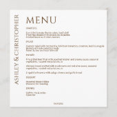 Elegante Moderne Wildflower Wit & Bronzen Bruiloft Menu (Voorkant)