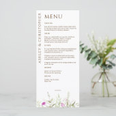 Elegante Moderne Wildflower Wit & Bronzen Bruiloft Menu (Staand voorkant)