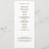 Elegante Moderne Wildflower Wit & Bronzen Bruiloft Programmakaart (Achterkant)