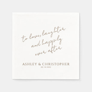 Elegante Moderne Wildflower Wit & Bronzen Bruiloft Servet