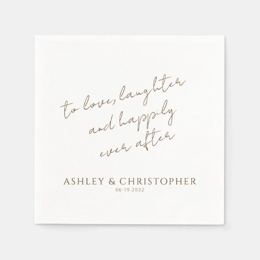 Elegante Moderne Wildflower Wit & Bronzen Bruiloft Servet (Voorkant)