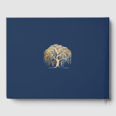 Elegante Moderne Wilgenboom Huwelijk Navy Blauwe G Gastenboek (Achterkant)