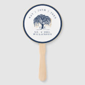 Elegante moderne wilgenboom marine blauw gouden br handwaaier (Voorkant)