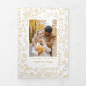 Elegante moderne winter botanische foto-goud drieluik kaart (Cover)