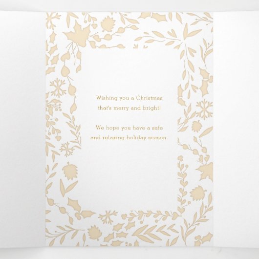 Elegante moderne winter botanische foto-goud drieluik kaart (Binnenkant midden)