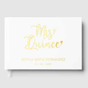 Elegante moderne witgouden foto Quinceañera Gastenboek