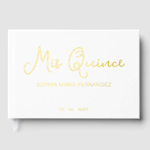 Elegante moderne witgouden foto Quinceañera Gastenboek