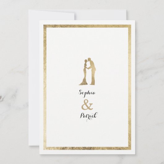 Elegante moderne witgouden ringen Bruiloft Kaart (Achterkant)