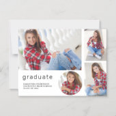 Elegante moderne witte afstudeerfoto collage met 4 magnetische uitnodiging (Voorkant)