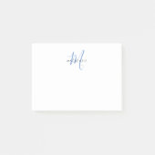 Elegante Moderne Witte Blauwe Script Monogram Post-it® Notes (Voorkant)