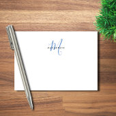 Elegante Moderne Witte Blauwe Script Monogram Post-it® Notes