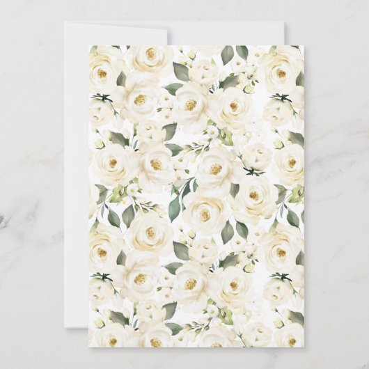 Elegante moderne witte bloem goud Quinceañera Kaart (Achterkant)