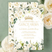 Elegante moderne witte bloem goud Quinceañera Kaart
