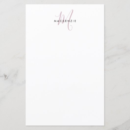 Elegante Moderne Witte Blush Roze Script Monogram (Voorkant)