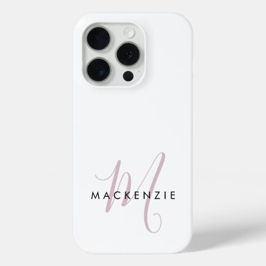 Elegante Moderne Witte Blush Roze Script Monogram Case-Mate iPhone Case (Achterkant)