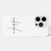 Elegante Moderne Witte Blush Roze Script Monogram Case-Mate iPhone Case (Achterkant (horizontaal))