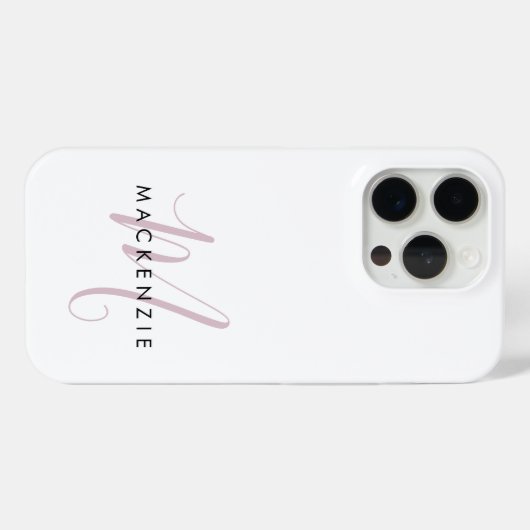 Elegante Moderne Witte Blush Roze Script Monogram Case-Mate iPhone Case (Achterkant (horizontaal))