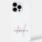 Elegante Moderne Witte Blush Roze Script Monogram Case-Mate iPhone Case (Achterkant)