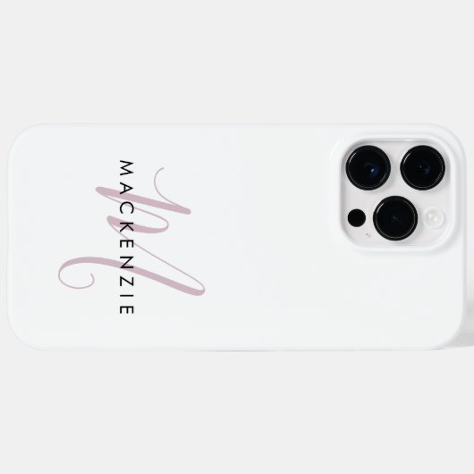 Elegante Moderne Witte Blush Roze Script Monogram Case-Mate iPhone Case (Achterkant (horizontaal))