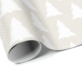 Elegante moderne witte bomen beige geometrisch pat cadeaupapier