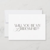 Elegante moderne witte bruidsmeisje-uitnodigingska kaart (Voorkant)