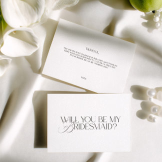 Elegante moderne witte bruidsmeisje-uitnodigingska kaart