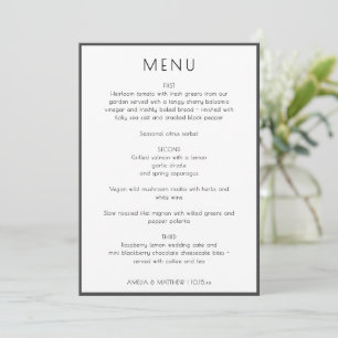 Elegante Moderne Witte Eenvoudige Trouwmenu Kaart