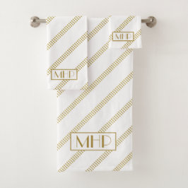 Elegante moderne witte gestippelde gouden lijnen m bad handdoek