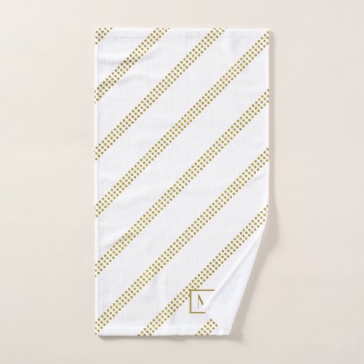 Elegante moderne witte gestippelde gouden lijnen m bad handdoek (Handdoek)