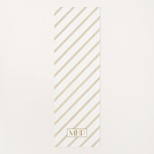 Elegante moderne witte gestippelde gouden lijnen m yogamat (Voorkant)