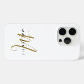 Elegante Moderne Witte Gouden Schreef Monogram Case-Mate iPhone Case (Achterkant (horizontaal))