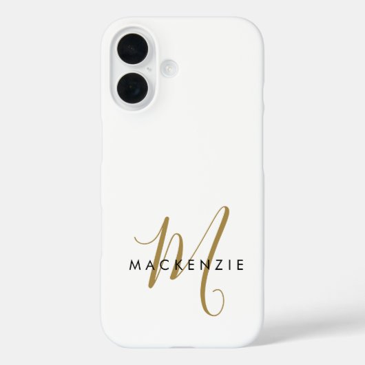 Elegante Moderne Witte Gouden Schreef Monogram Case-Mate iPhone Case (Achterkant)