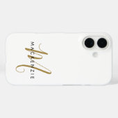 Elegante Moderne Witte Gouden Schreef Monogram Case-Mate iPhone Case (Achterkant (horizontaal))