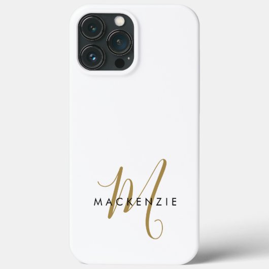Elegante Moderne Witte Gouden Schreef Monogram Case-Mate iPhone Case (Achterkant)