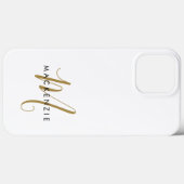 Elegante Moderne Witte Gouden Schreef Monogram Case-Mate iPhone Case (Achterkant (horizontaal))