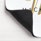 Elegante Moderne Witte Gouden Schreef Monogram Muismat (Hoek)