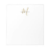 Elegante Moderne Witte Gouden Schreef Monogram Notitieblok (Voorkant)