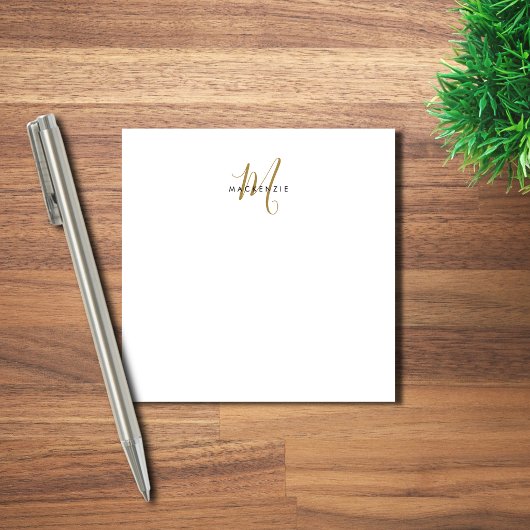 Elegante Moderne Witte Gouden Schreef Monogram Post-it® Notes