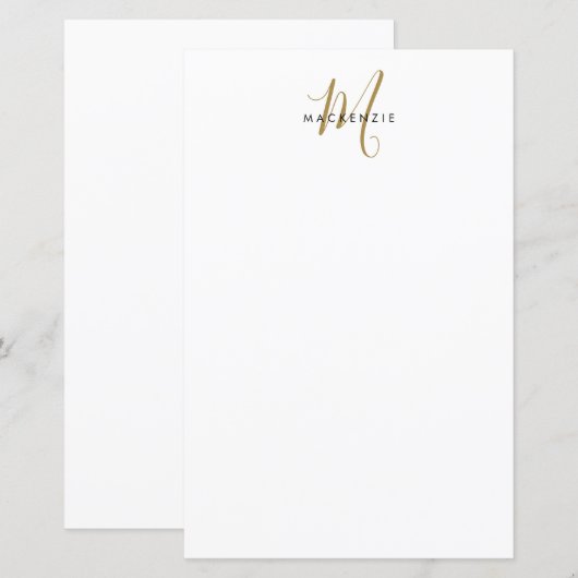 Elegante moderne witte gouden script monogram papi (Voorkant / Achterkant)