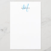 Elegante Moderne Witte Hemelblauwe Script Monogram (Voorkant)