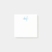 Elegante Moderne Witte Hemelblauwe Script Monogram Post-it® Notes (Voorkant)