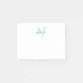 Elegante Moderne Witte Hemelblauwe Script Monogram Post-it® Notes (Voorkant)