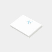 Elegante Moderne Witte Hemelblauwe Script Monogram Post-it® Notes (Schuin)