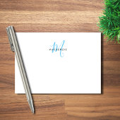 Elegante Moderne Witte Hemelblauwe Script Monogram Post-it® Notes