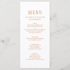 Elegante moderne witte koperen Sinaasappels bruilo Menu
