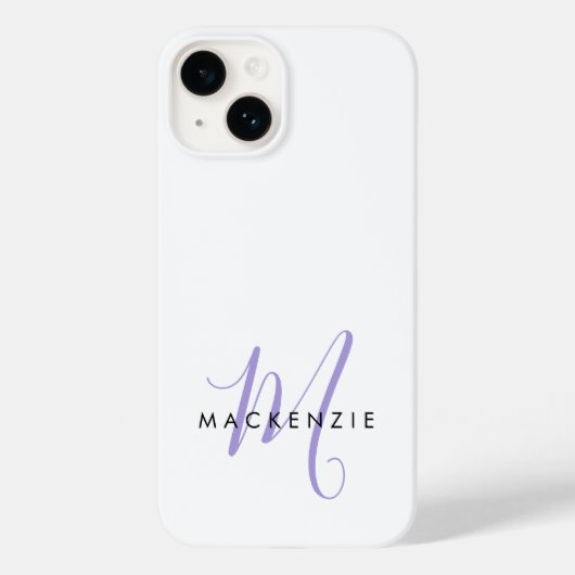Elegante Moderne Witte Lavendel Script Monogram Case-Mate iPhone Case (Achterkant)
