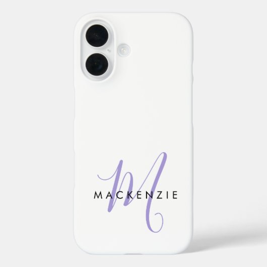 Elegante Moderne Witte Lavendel Script Monogram Case-Mate iPhone Case (Achterkant)